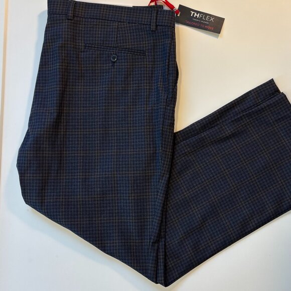NWT Tommy Hilfiger 42/30 "Tate" THFLEX Tailored to Move Micro-Check Trousers - Picture 1 of 9